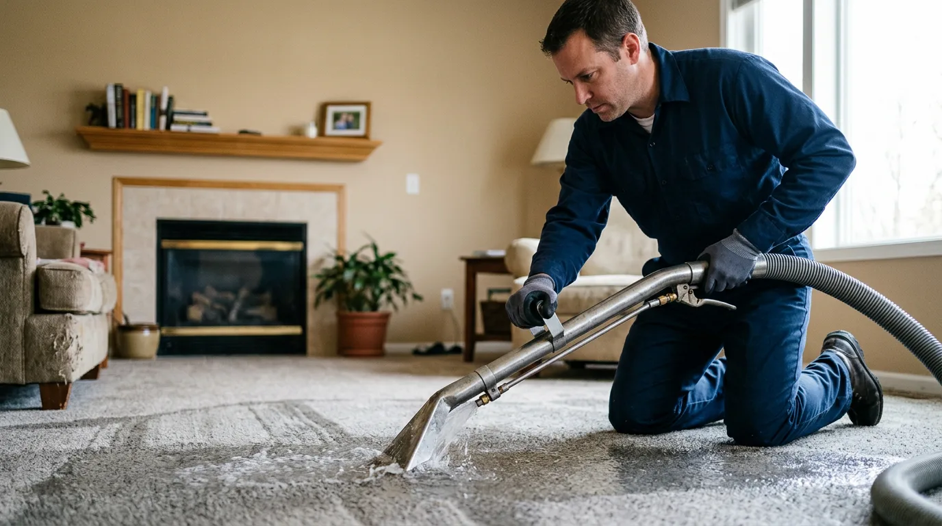 Water damage restoration technician working near Kodak, TN
